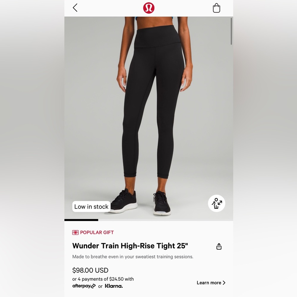 LULULEMON Wunder train 25” leggings in size 18